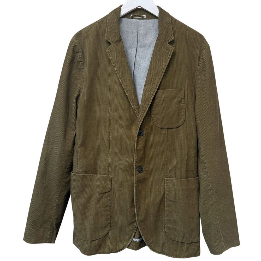 Club Monaco Mens Corduroy Blazer Large Olive Green 2 Button Cotton Casual Preppy
